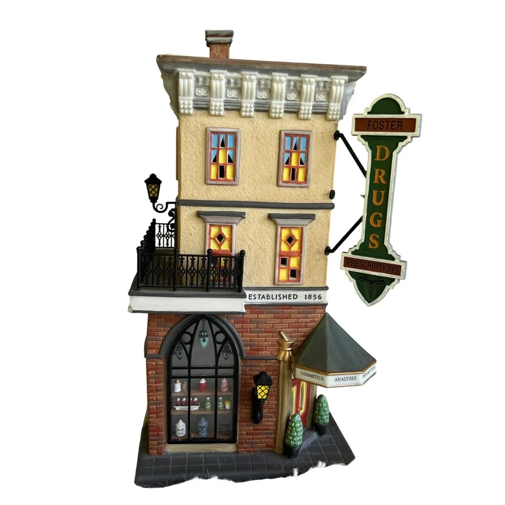 Department 56 Christmas in the City FOSTER PHARMACY 58916 Village Complete